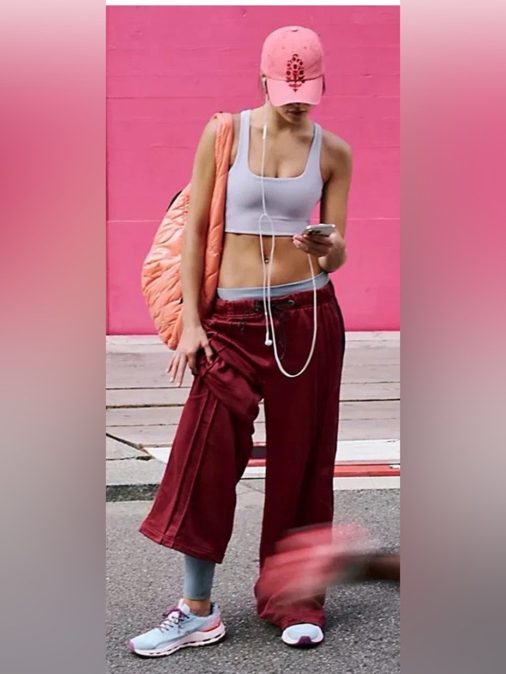FP Movement by Free People Burgundy Wide-Leg Drawstring Track Pants - Picture 4 of 15
